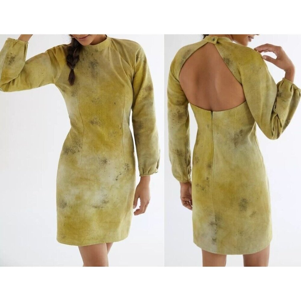 Anthropologie Maria Bouvier Shift Dress Organic Cotton Sz S Olive NWT $286